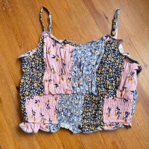 Hannah banana patchwork cropped halter size 8 NWOT
